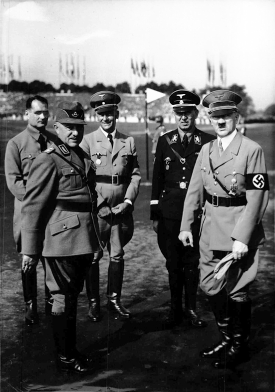 Adolf Hitler in Nuremberg's Zeppelinfield for the call of the Reichsarbeitsdienst at the 1937 Reichsparteitag